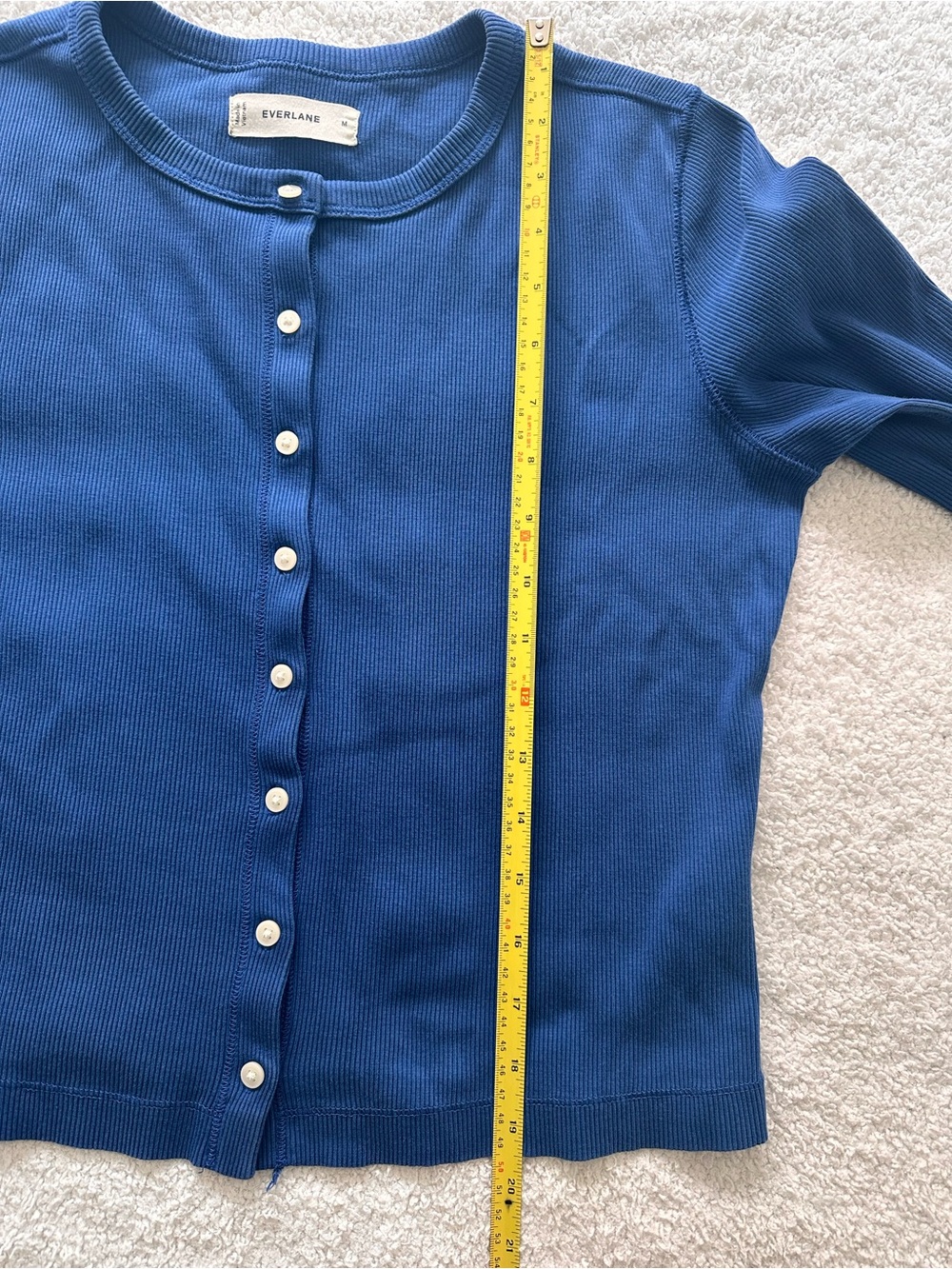 Everlane Classic Royal Blue Button-Up Ribbed Cardigan - Picture 8 of 8